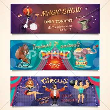 Circus Banner Set Stock Illustration