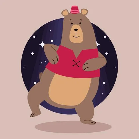Circus bear dancing Stock Illustration