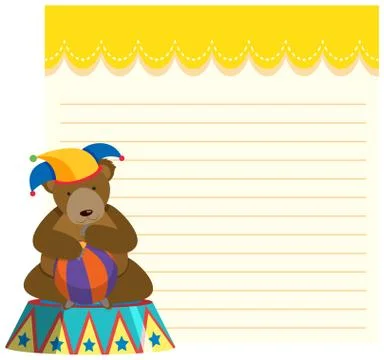 Circus bear on note template Illustrazione stock