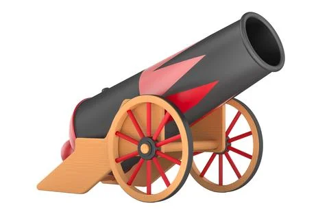 Circus Cannon, closeup. 3D rendering Illustrazione stock