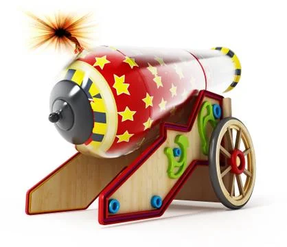 Circus cannon isolated on white background. 3D illustration Illustrazione stock