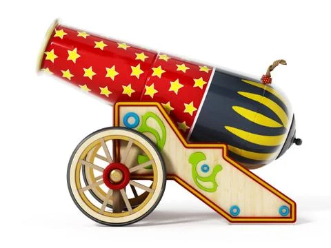 Circus cannon isolated on white background. 3D illustration Illustrazione stock