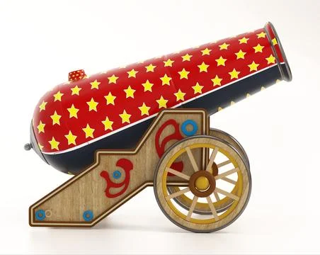 Circus cannon isolated on white background. 3D illustration Stock Illustration