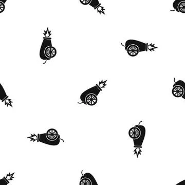 Circus cannon pattern seamless black Illustrazione stock