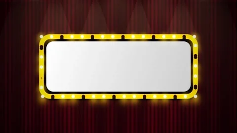 Circus carnival. Blank marquee with glowing lights against red theater curtain Stock Footage 337995933