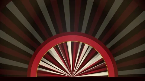 Circus carnival. Red and brown vintage circus sunburst radial background Stock Footage 337996121