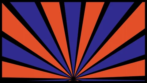 Circus carnival vibrant sunburst background with radial orange and blue rays Stock Footage 345641297