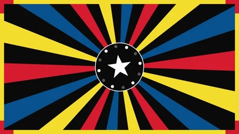 Circus carnival vibrant sunburst motion background with star emblem Stock Footage 345641314
