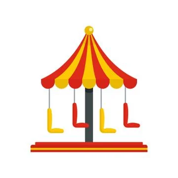 Circus carousel icon, flat style Illustrazione stock