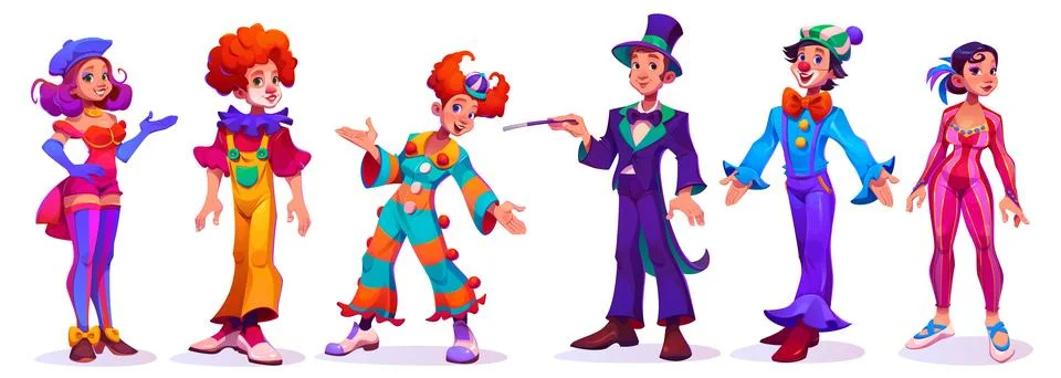 Circus cartoon character set - vector illustration Illustrazione stock