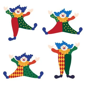 Circus chapito set. Vector characters of strongman, clown, juggler and magici Stock Illustration