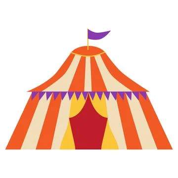 Circus chapito set. Vector characters of strongman, clown, juggler and magi.. Stock Illustration