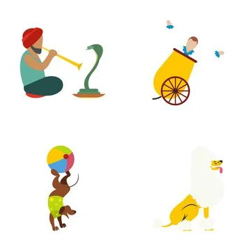 Circus characters performing various entertainment acts Stock Illustration