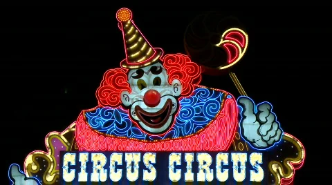 Circus Circus Neon Sign in Las Vegas.  - Clip 2 of  20 Stock Footage 543799