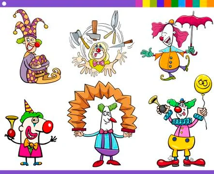 Circus clown characters set Stock Illustration