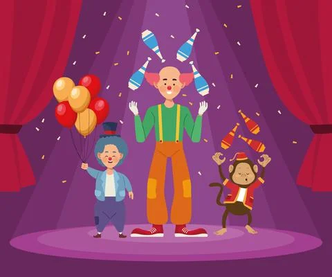 Circus clowns and monkey Stock-Illustration