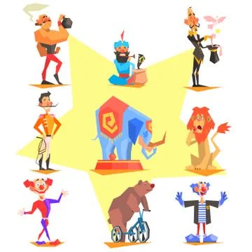 Circus collection with carnival, fun fair, vector icons Illustrazione stock