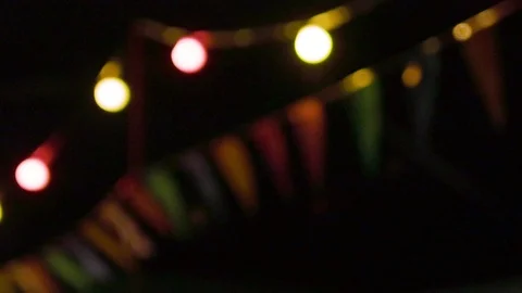 Circus Color Flags And Lights At Night Festival Stock Footage 117351606