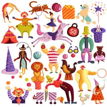 Circus Decorative Icons Set Illustrazione stock