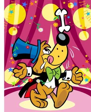 Circus dog that performs acrobatic Stock Illustration