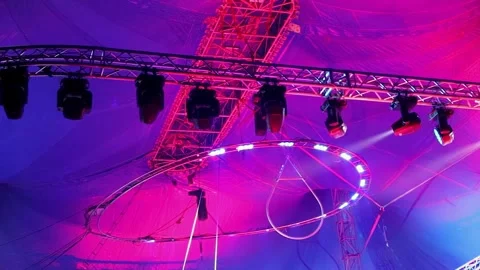 Circus dome with neon lights and illumination.  Stock Footage 258962190