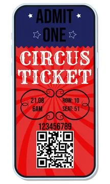 Circus e-ticket admit one. Stock Illustration