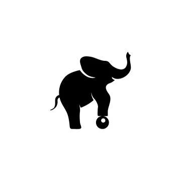 Circus Elephant Balancing on Ball Flat Vector Icon Stock Illustration