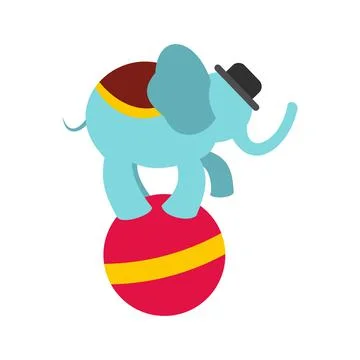 Circus elephant on ball icon Illustrazione stock