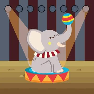 Circus elephant with ball. Vector Stock Illustration