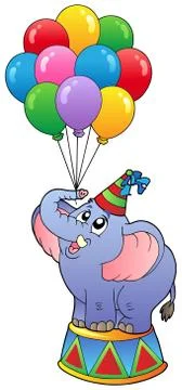 Circus elephant with balloons  Stock Illustration