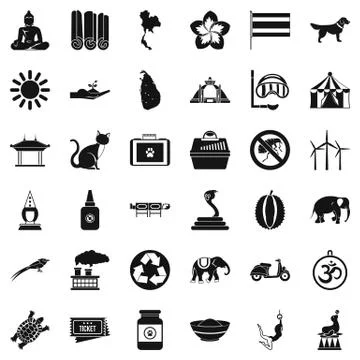 Circus elephant icons set, simple style Illustrazione stock