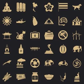 Circus elephant icons set, simple style Illustrazione stock