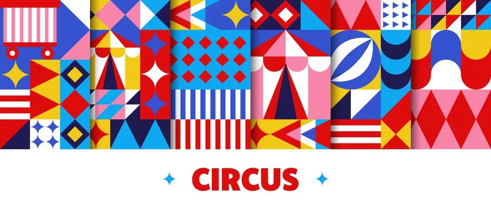 Circus entertainment geometric seamless patterns イラスト素材