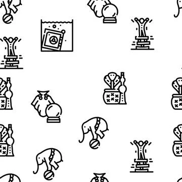 Circus Entertainment Vector Seamless Pattern 스톡 일러스트