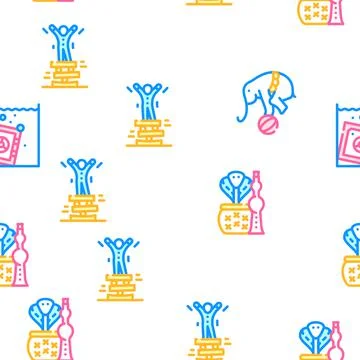 Circus Entertainment Vector Seamless Pattern Stock Illustration