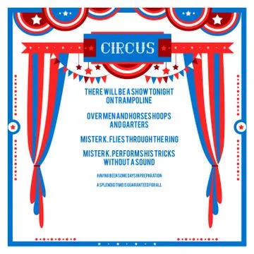 Circus flat card Stock Illustration