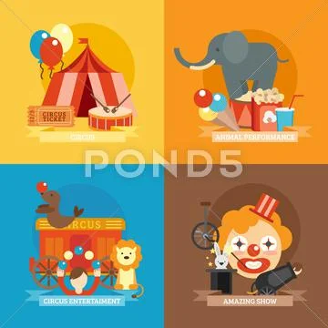Circus Flat Set Stock Illustration