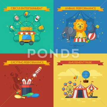 Circus flat set Stock Illustration
