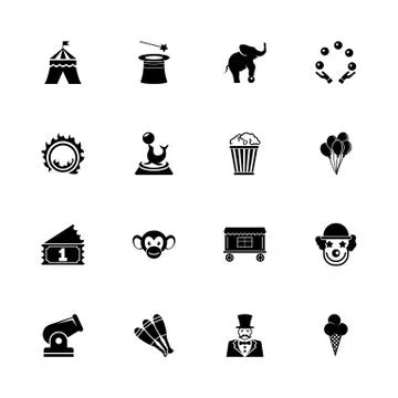 Circus - Flat Vector Icons Stock Illustration