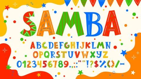 Circus font, doodle cute type, carnival typeface Stock Illustration