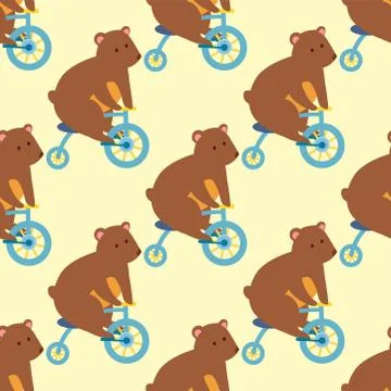 Circus funny performance bear animal vector seamless pattern cheerful zoo イラスト素材