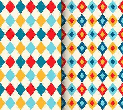 Circus harlequin patterns, rhombus lozenge pattern Stock Illustration