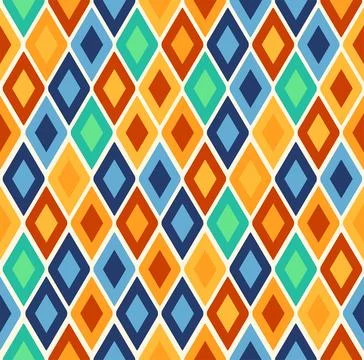 Circus harlequin patterns, rhombus lozenge pattern with diamond-shaped motifs Stock Illustration