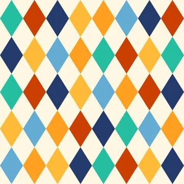 Circus harlequin patterns, rhombus lozenge pattern with diamond-shaped moti.. Stock Illustration