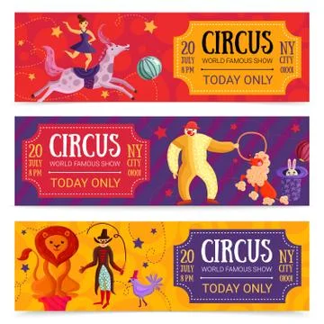 Circus Horizontal Banners Set Stock Illustration