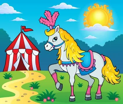 Circus horse theme image - eps10 vector illustration. Stock Illustration