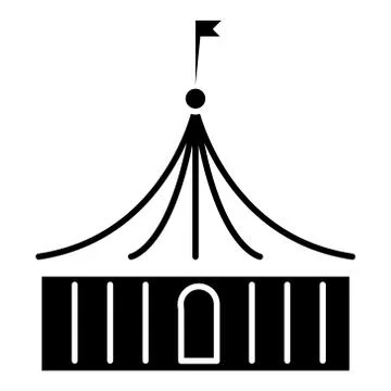 Circus icon, vector illustration, black sign on isolated background Illustrazione stock