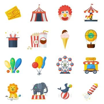 Circus icons flat set イラスト素材