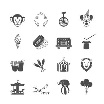 Circus Icons Set 스톡 일러스트