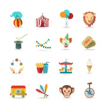 Circus icons set 스톡 일러스트
